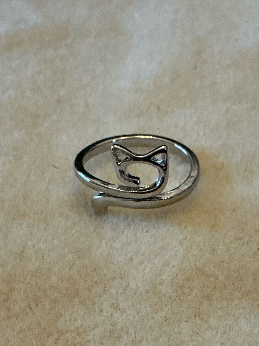 Silver Cat-Shaped Adjustable Ring for Pets Lovers - Unbranded